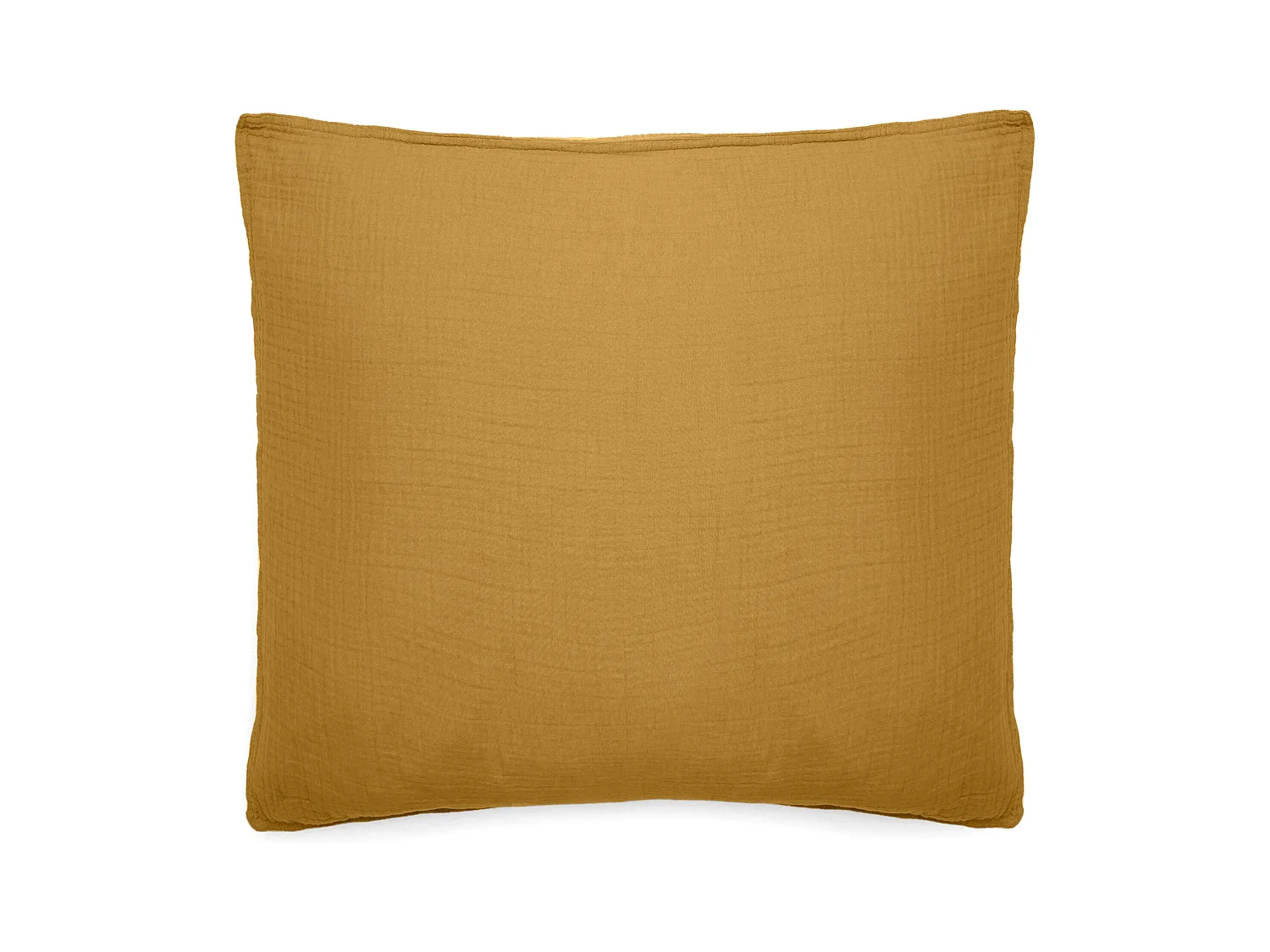Taie d'oreiller 65x65 cm mousseline de coton MILOS jaune curry