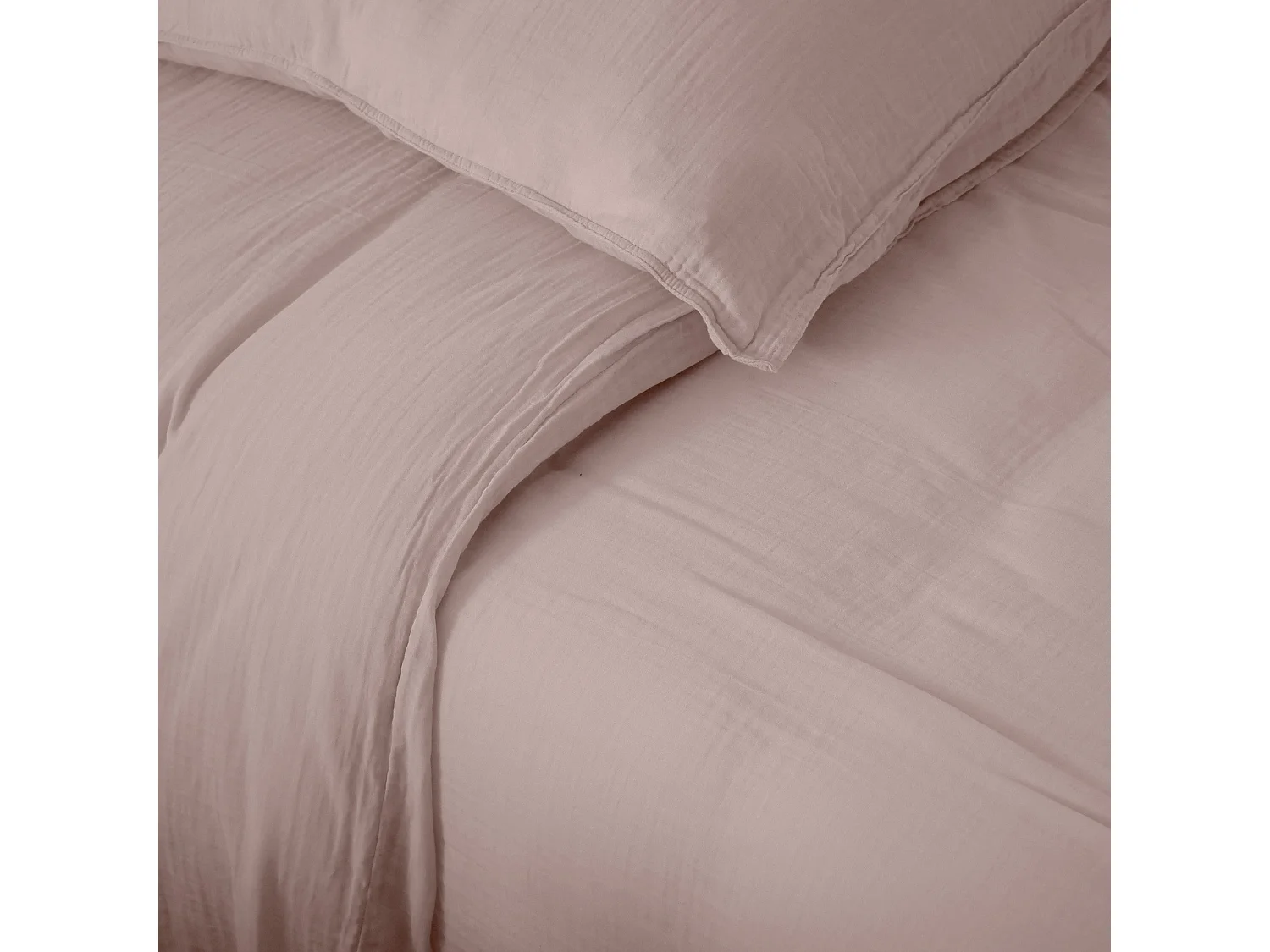 Taie d'oreiller 65x65 cm mousseline de coton MILOS rose