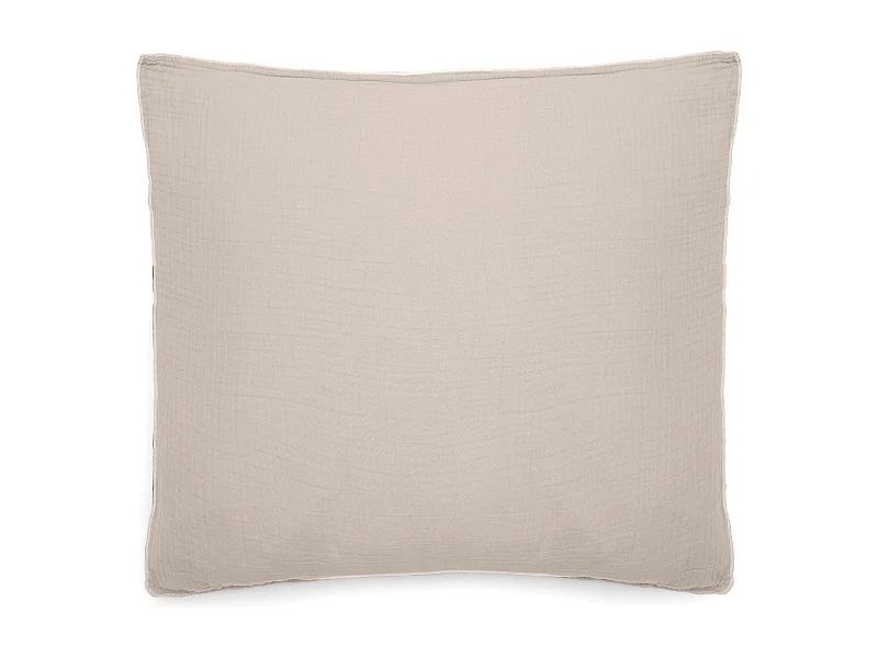 Taie d'oreiller 65x65 cm mousseline de coton MILOS beige naturel