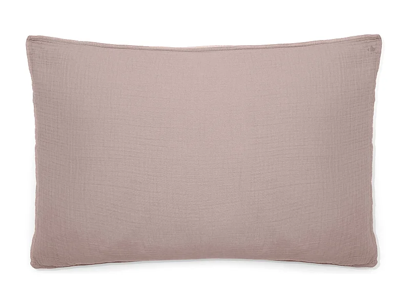 Taie d'oreiller 50x70 cm mousseline de coton MILOS rose