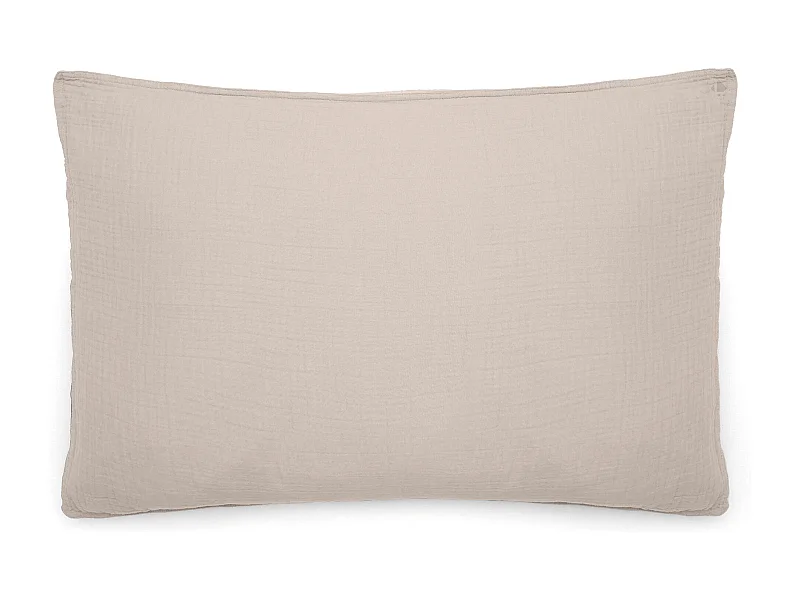 Taie d'oreiller 50x70 cm mousseline de coton MILOS beige naturel