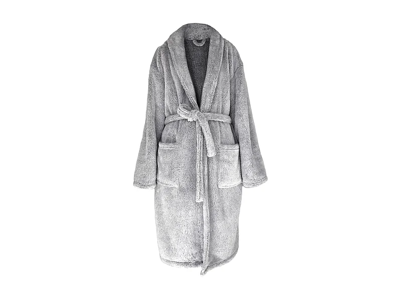 Peignoir col châle adulte HIGHLAND fausse fourrure polyester taille L gris argent