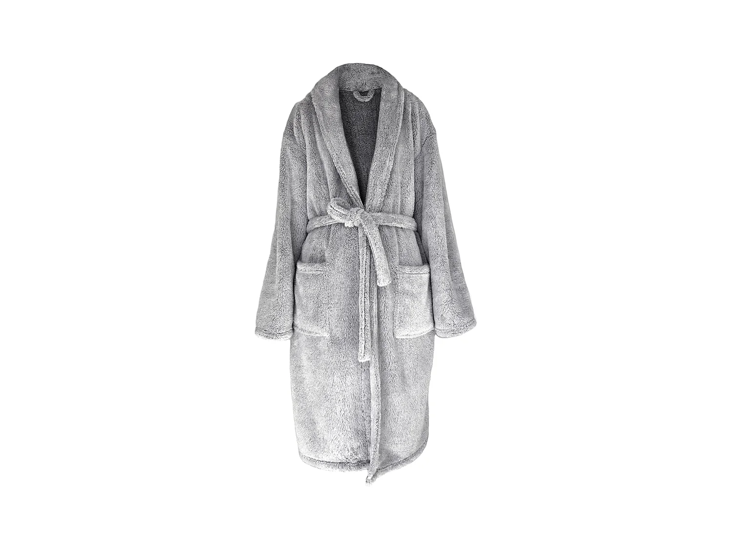 Peignoir col châle adulte HIGHLAND fausse fourrure polyester taille M gris argent