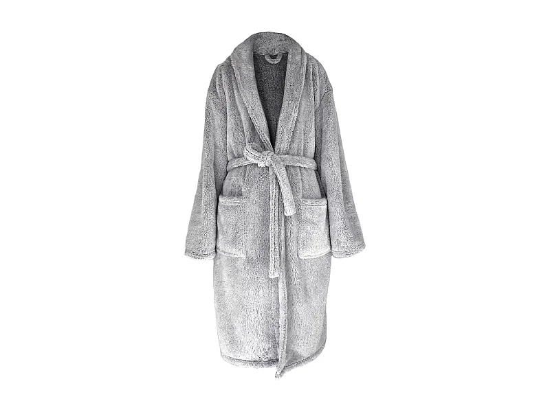 Peignoir col châle adulte HIGHLAND fausse fourrure polyester taille S gris argent