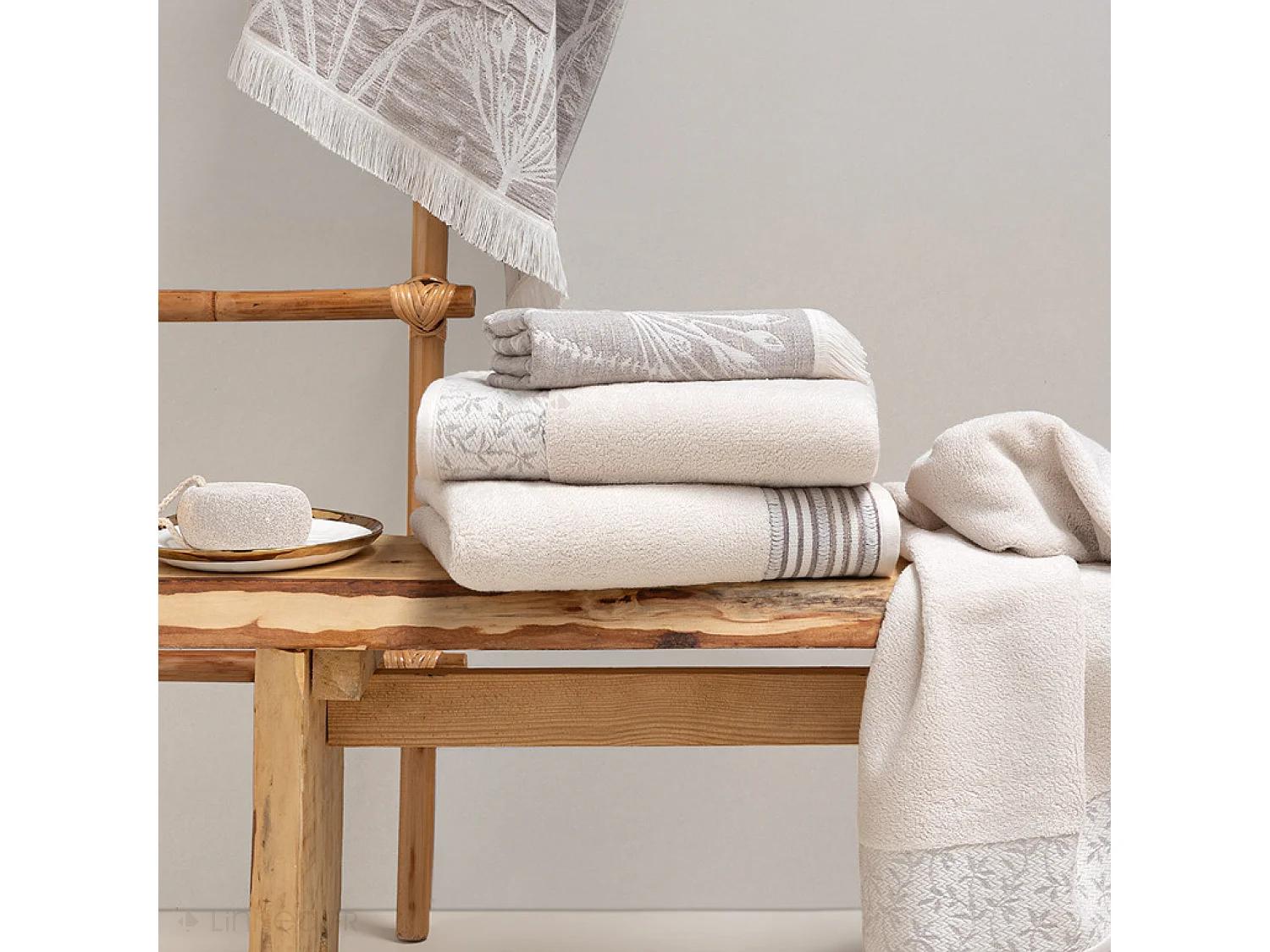 Serviette de toilette pur coton 50x100 cm 500 g/m2 collection DRY beige