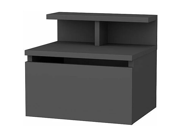 Table de chevet suspendue, 1 porte rabattable anthracite L39,8 cm - ALICE