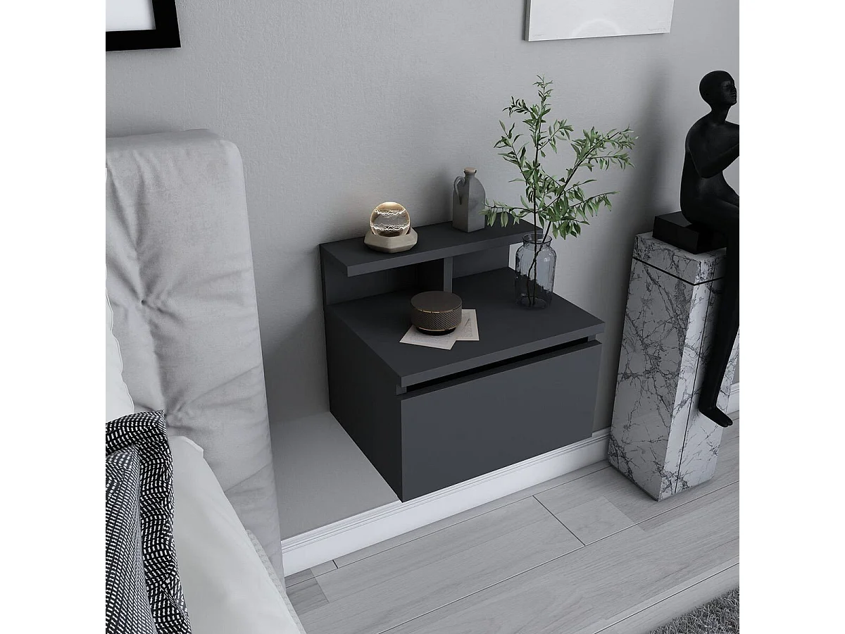 Szafka nocna wisząca, 1 drzwi skrzydłowe, antracyt L39.8 cm - ALICE