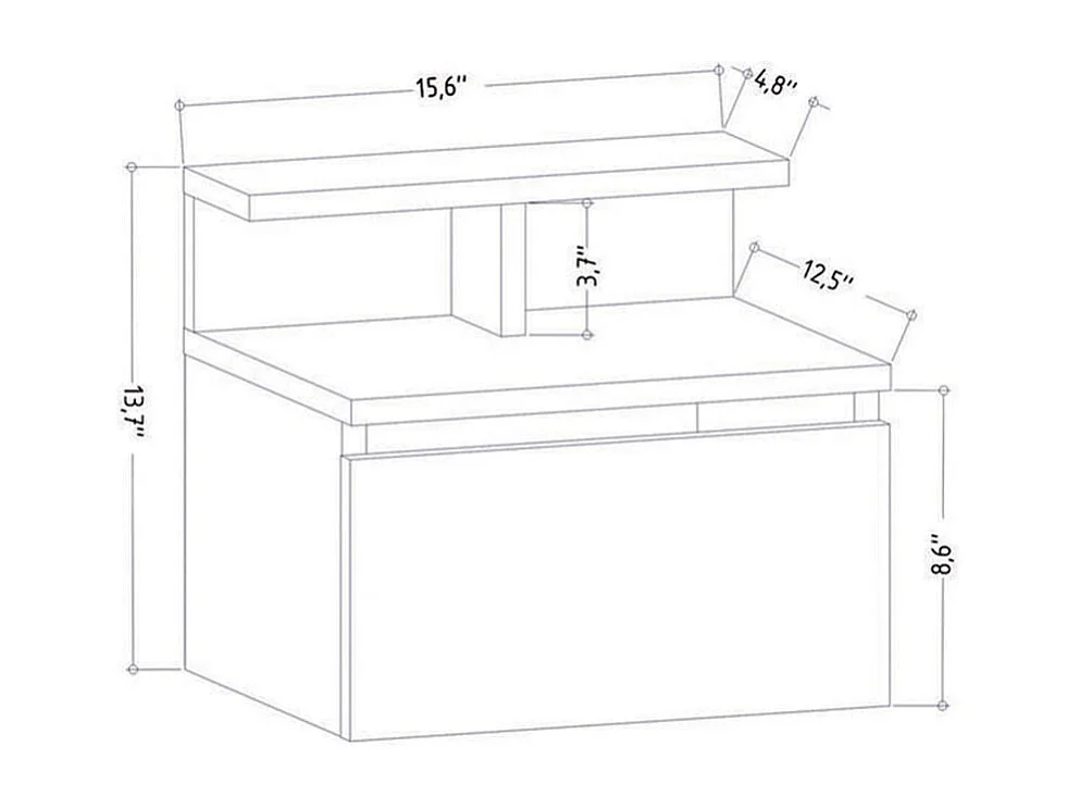 Szafka nocna wisząca, 1 drzwi skrzydłowe, antracyt L39.8 cm - ALICE