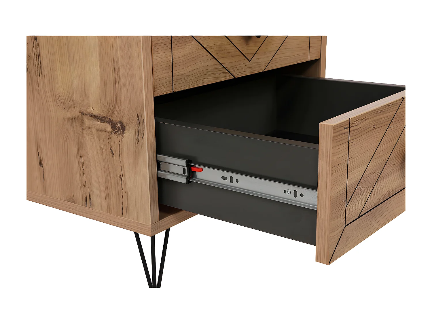 Mesilla de noche Kailua 376, Pino, Número de cajones: 2.00, 55x50x40cm