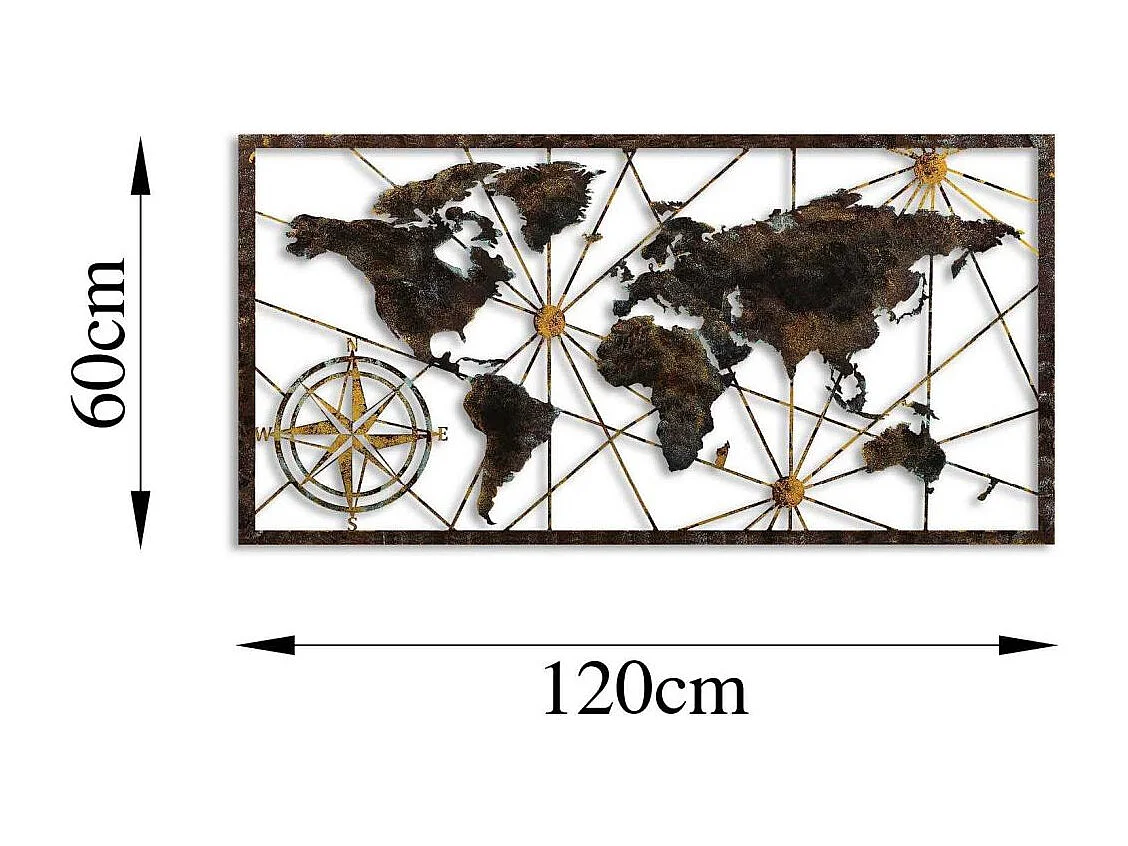 Accesorio decorativo de pared de metal – 120 cm x 60 cm – pintado a mano