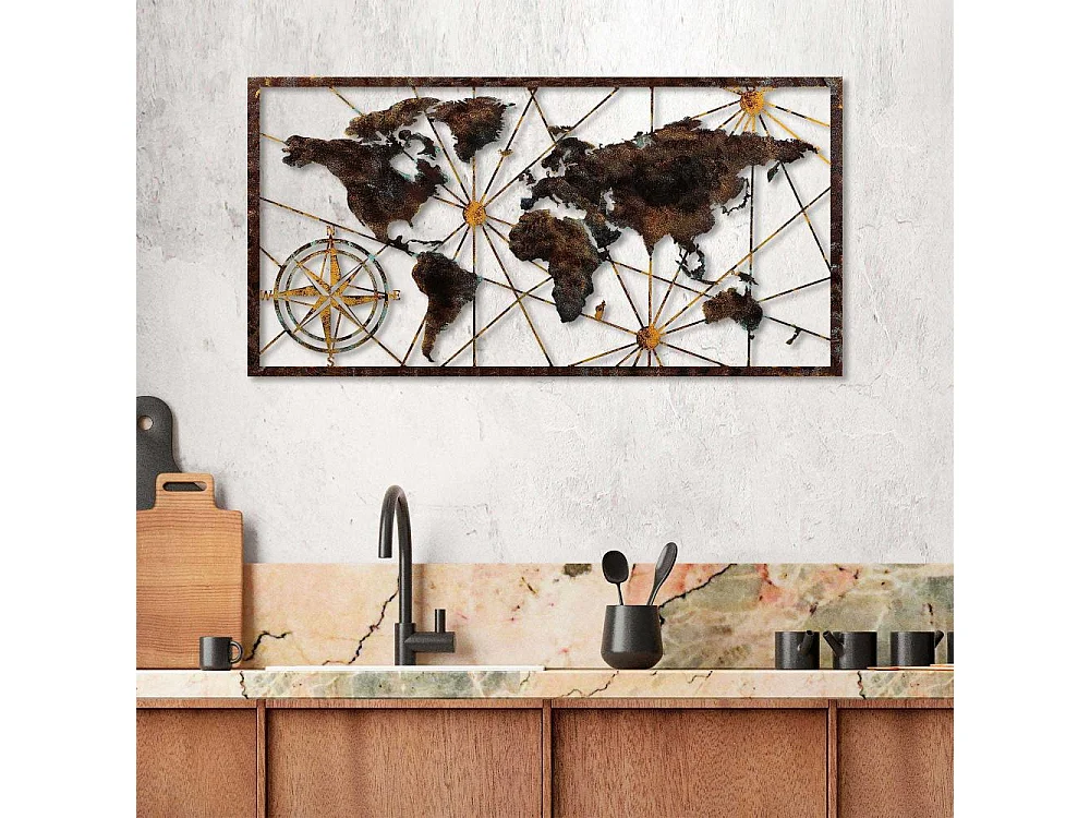 Accesorio decorativo de pared de metal – 120 cm x 60 cm – pintado a mano