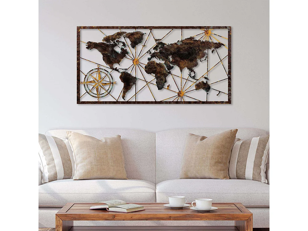 Accesorio decorativo de pared de metal – 120 cm x 60 cm – pintado a mano