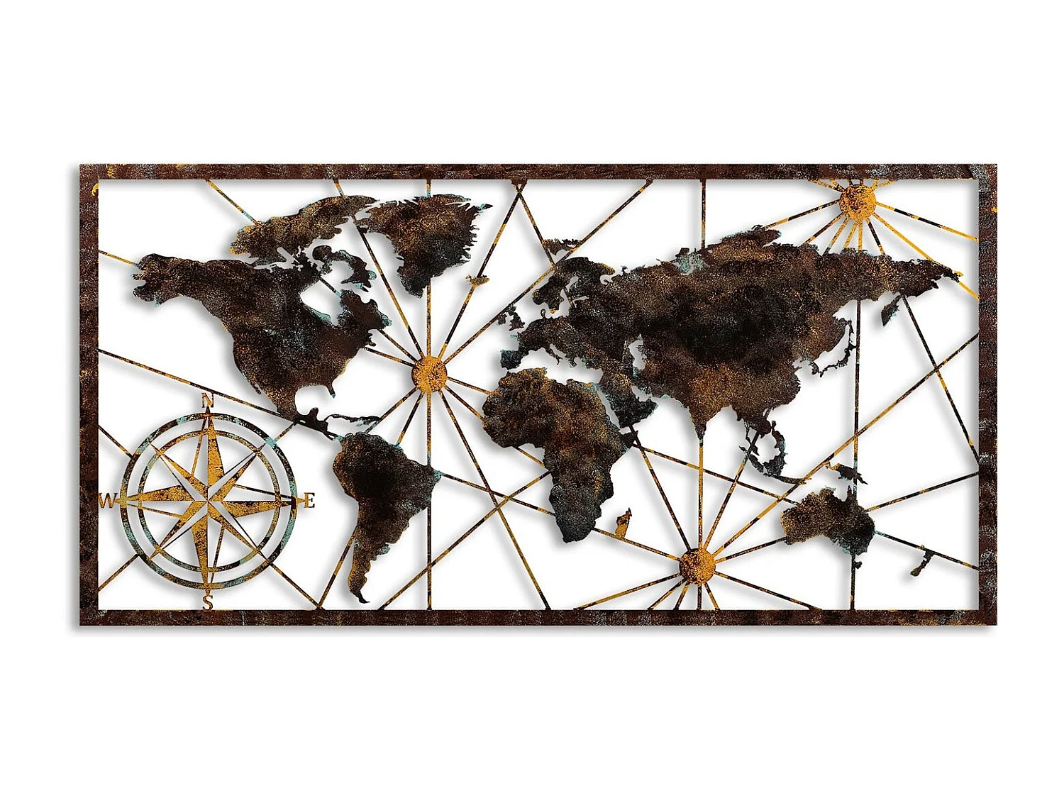 Accesorio decorativo de pared de metal – 120 cm x 60 cm – pintado a mano