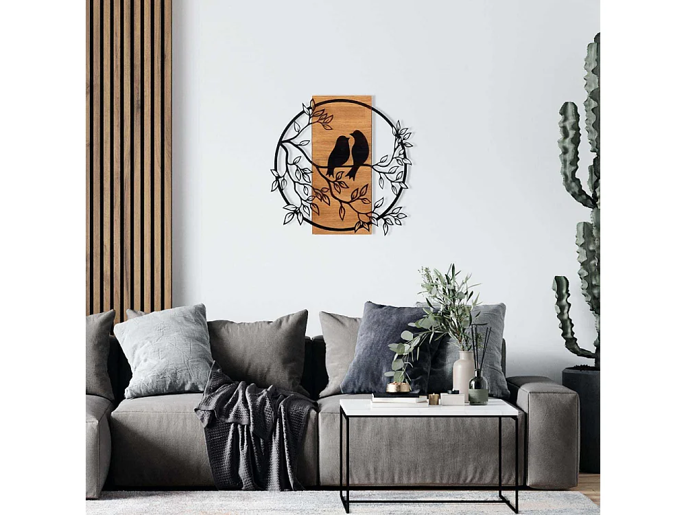 Décoration murale en bois et métal Birds In Love