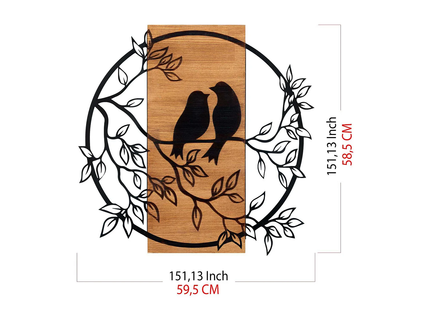 Décoration murale en bois et métal Birds In Love