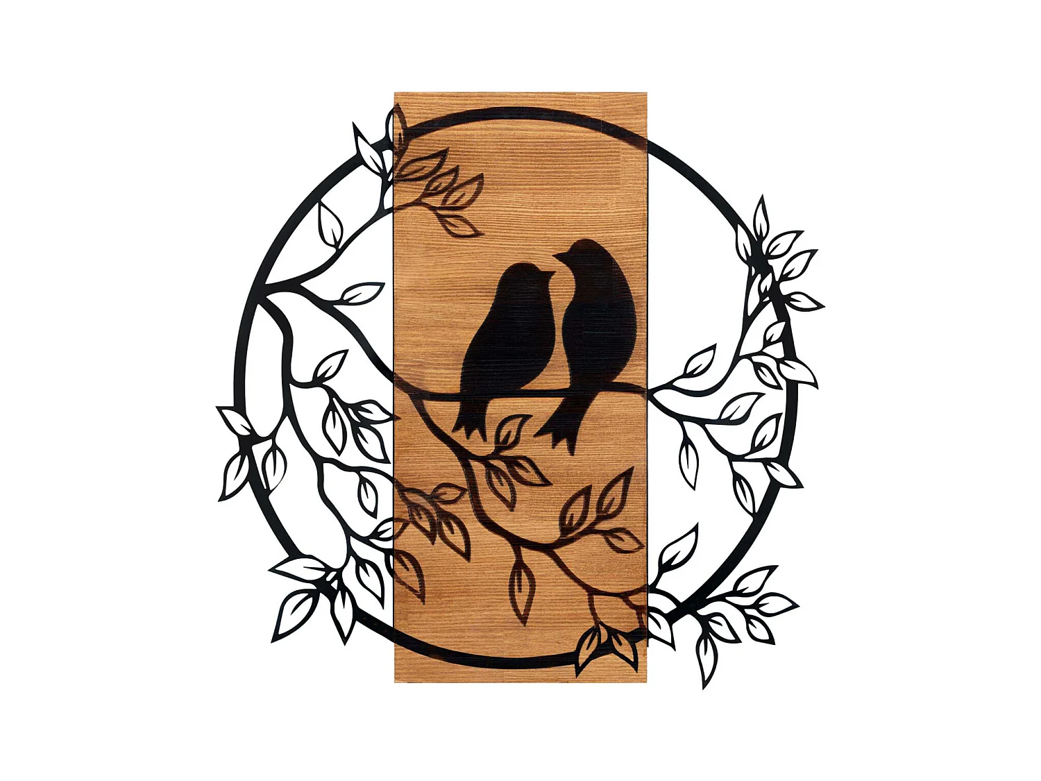 Décoration murale en bois et métal Birds In Love