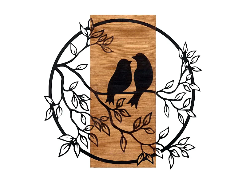 Décoration murale en bois et métal Birds In Love