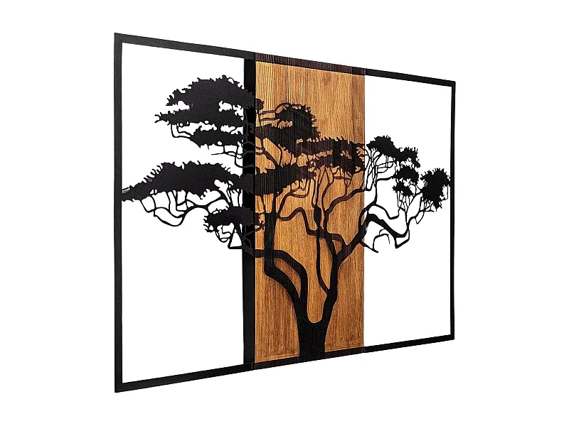 Accesorio decorativo de pared – 90 x 58 cm – Nogal y negro – 100% madera auténtica