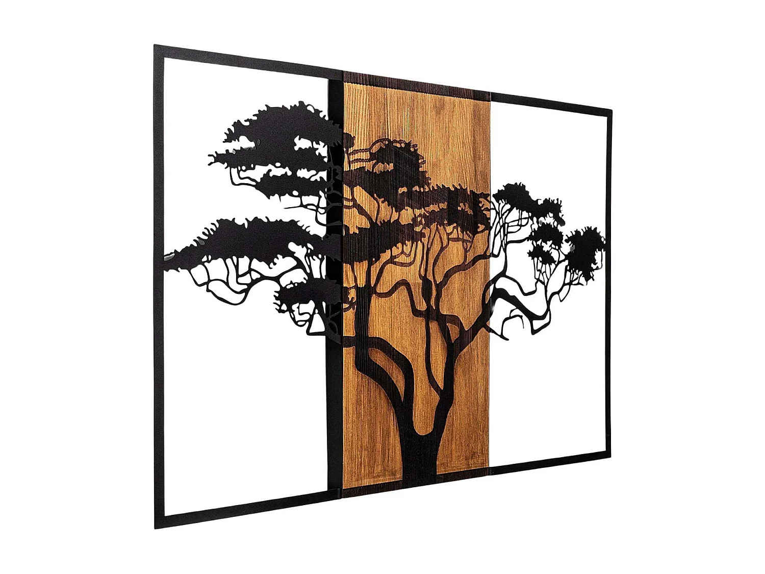 Accesorio decorativo de pared – 90 x 58 cm – Nogal y negro – 100% madera auténtica