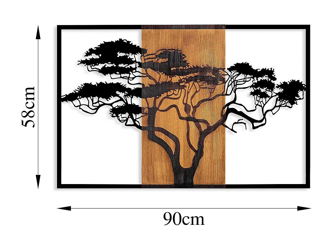 Accesorio decorativo de pared – 90 x 58 cm – Nogal y negro – 100% madera auténtica