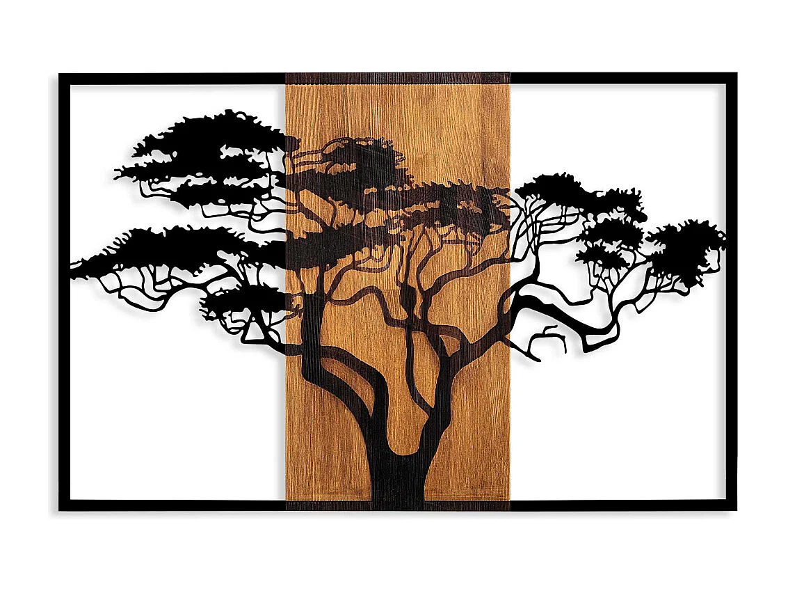 Accesorio decorativo de pared – 90 x 58 cm – Nogal y negro – 100% madera auténtica