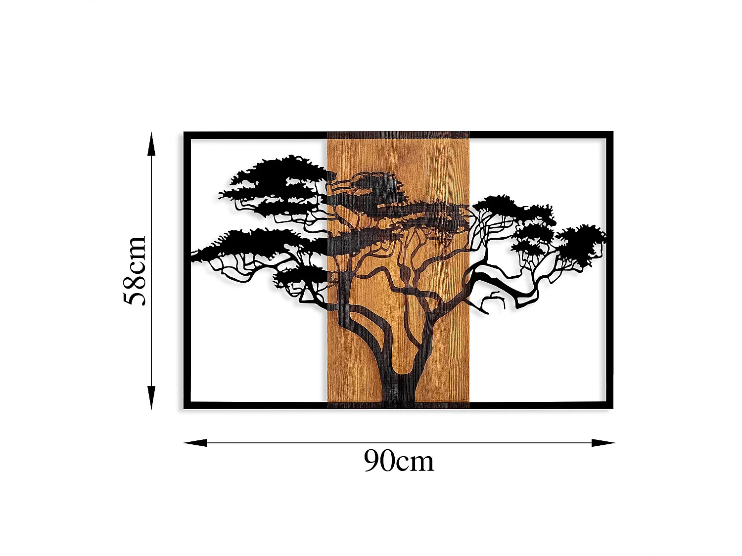 Accesorio decorativo de pared – 90 x 58 cm – Nogal y negro – 100% madera auténtica