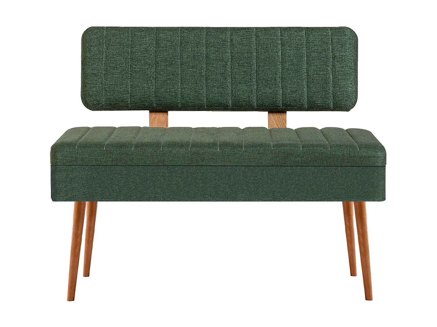 Banquette-coffre capitonnée avec dossier L105cm Molva Bois clair et Tissu Vert foncé