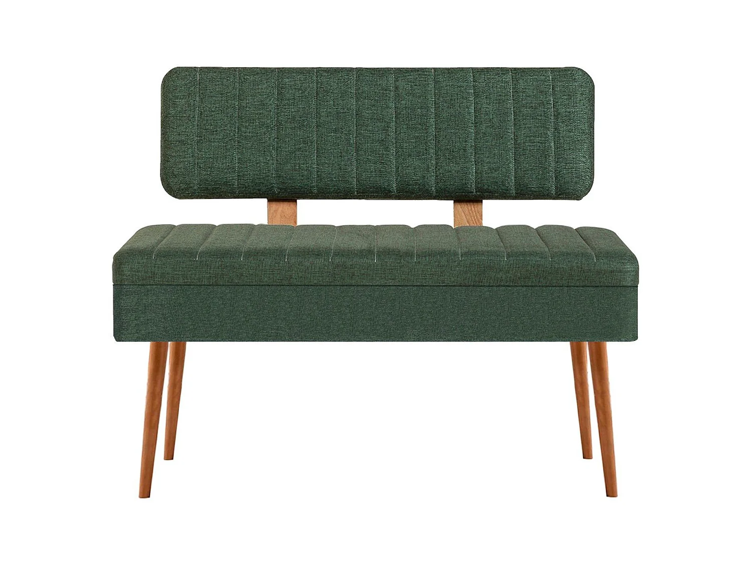 Banquette-coffre capitonnée avec dossier L105cm Molva Bois clair et Tissu Vert foncé