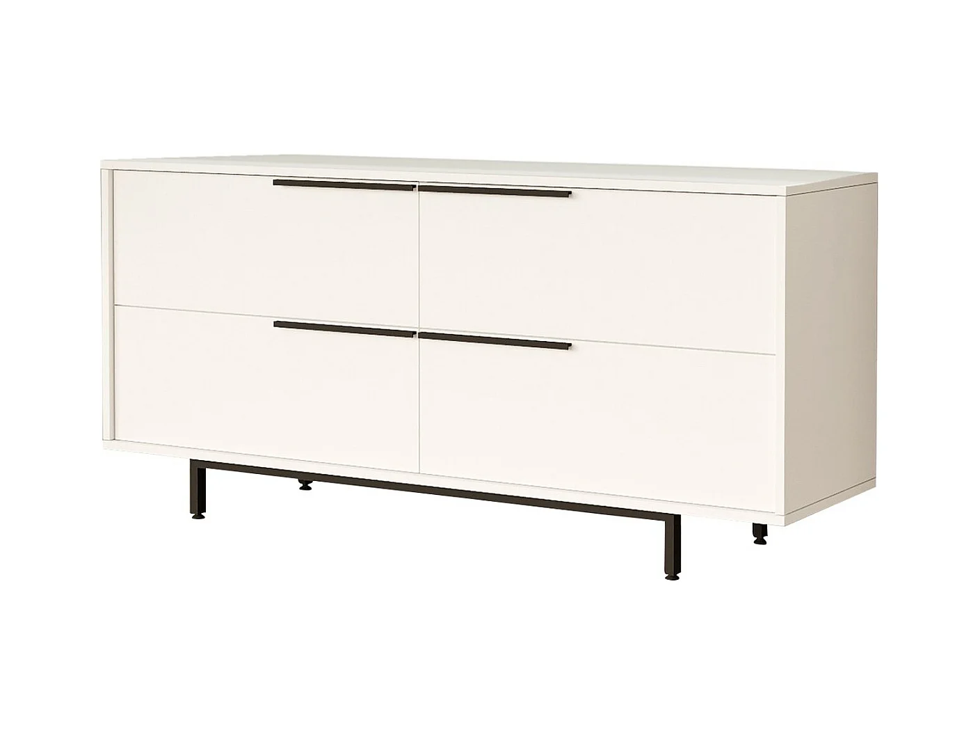 Buffet bois et rotin Zenax 160cm-Couleur Blanc