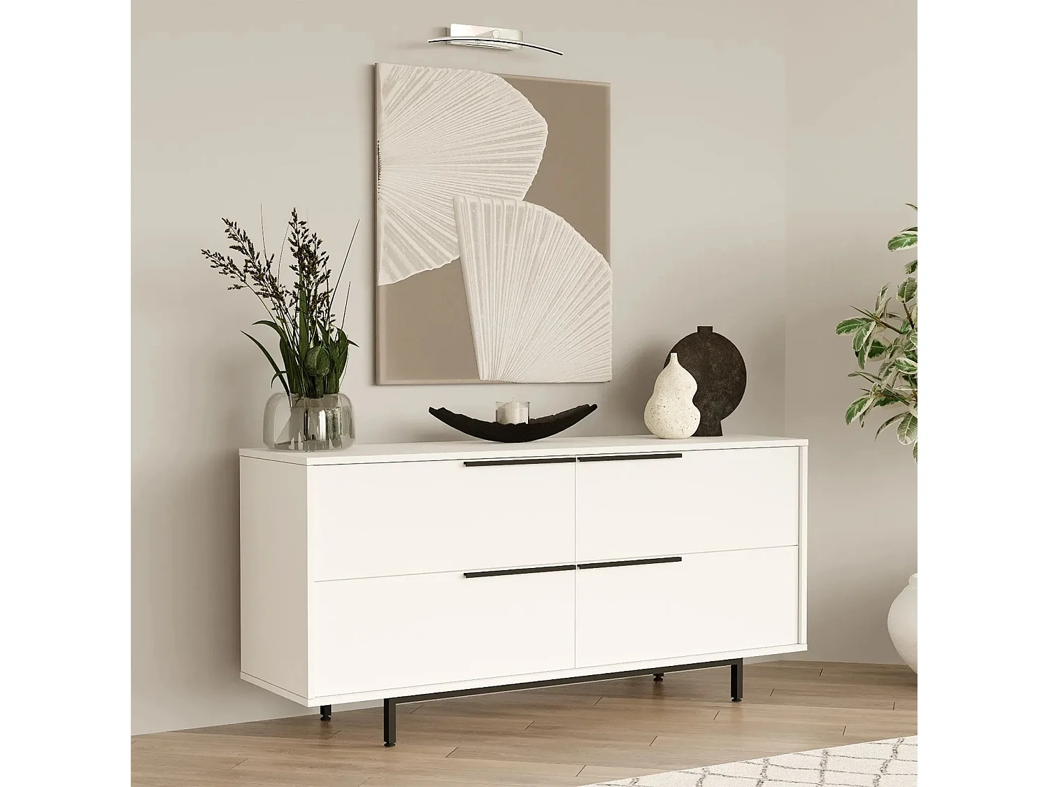 Mobile Kailua AE102, Bianco, 74x160x45cm, Truciolare laminato