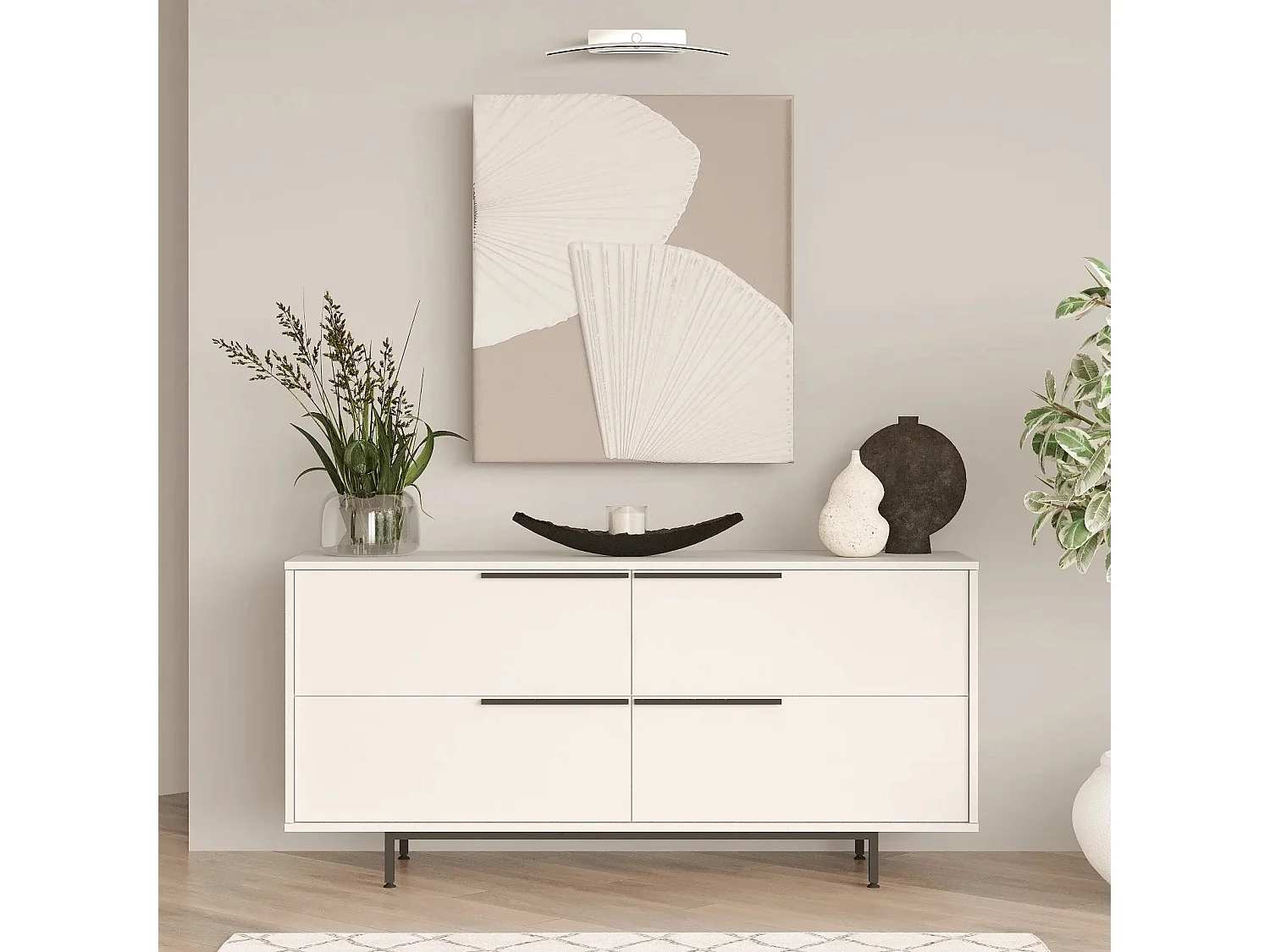 Mobile Kailua AE102, Bianco, 74x160x45cm, Truciolare laminato