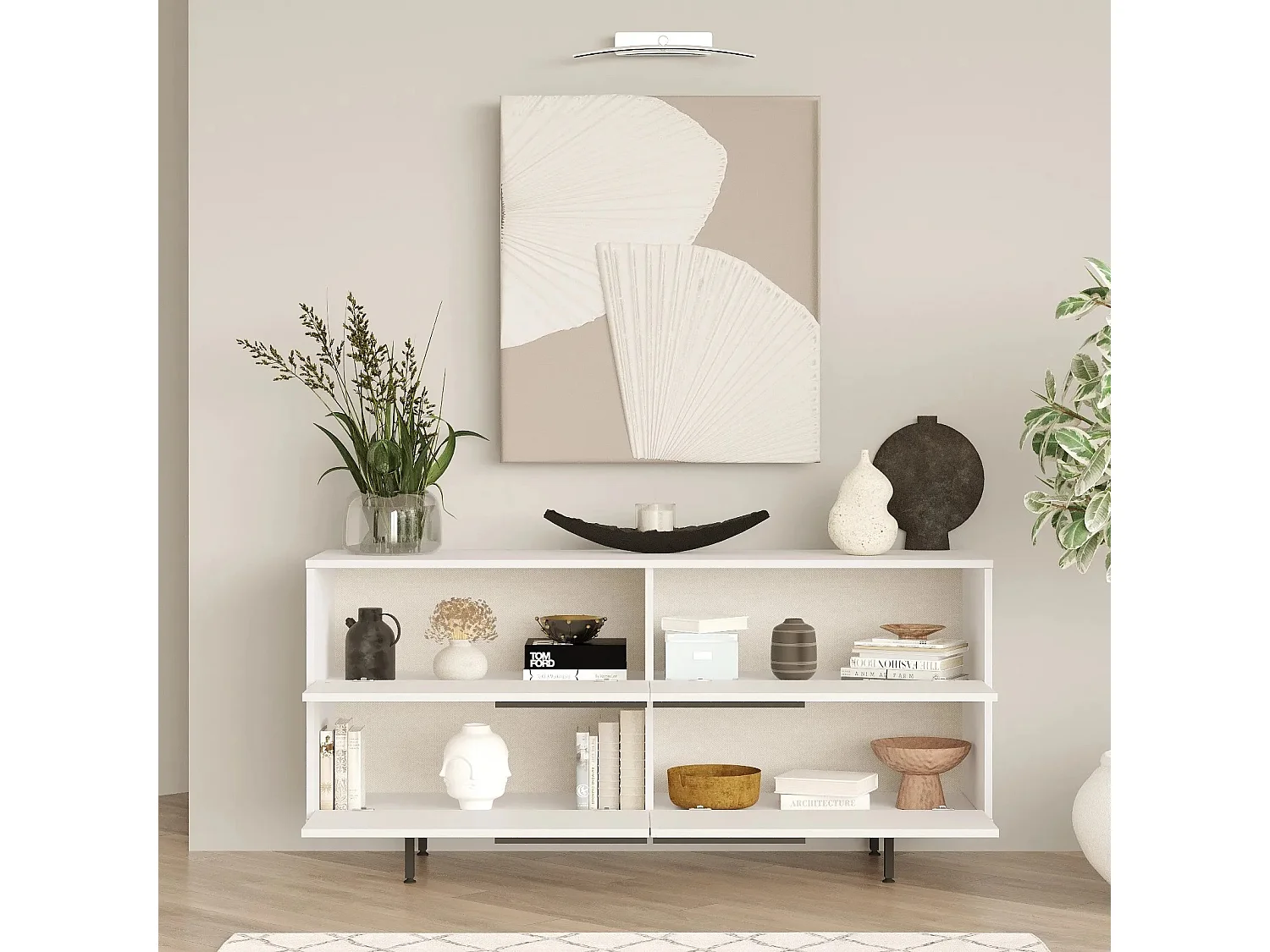 Mobile Kailua AE102, Bianco, 74x160x45cm, Truciolare laminato