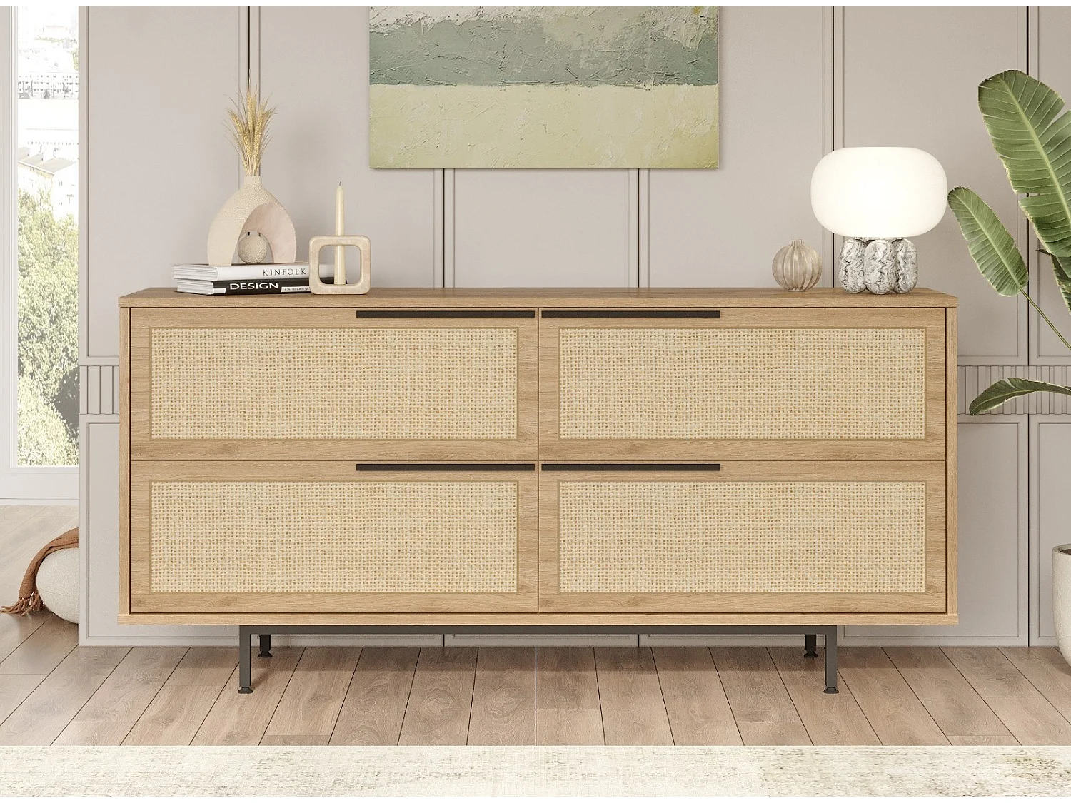 Mobile Kailua AE102, Bianco, 74x160x45cm, Truciolare laminato