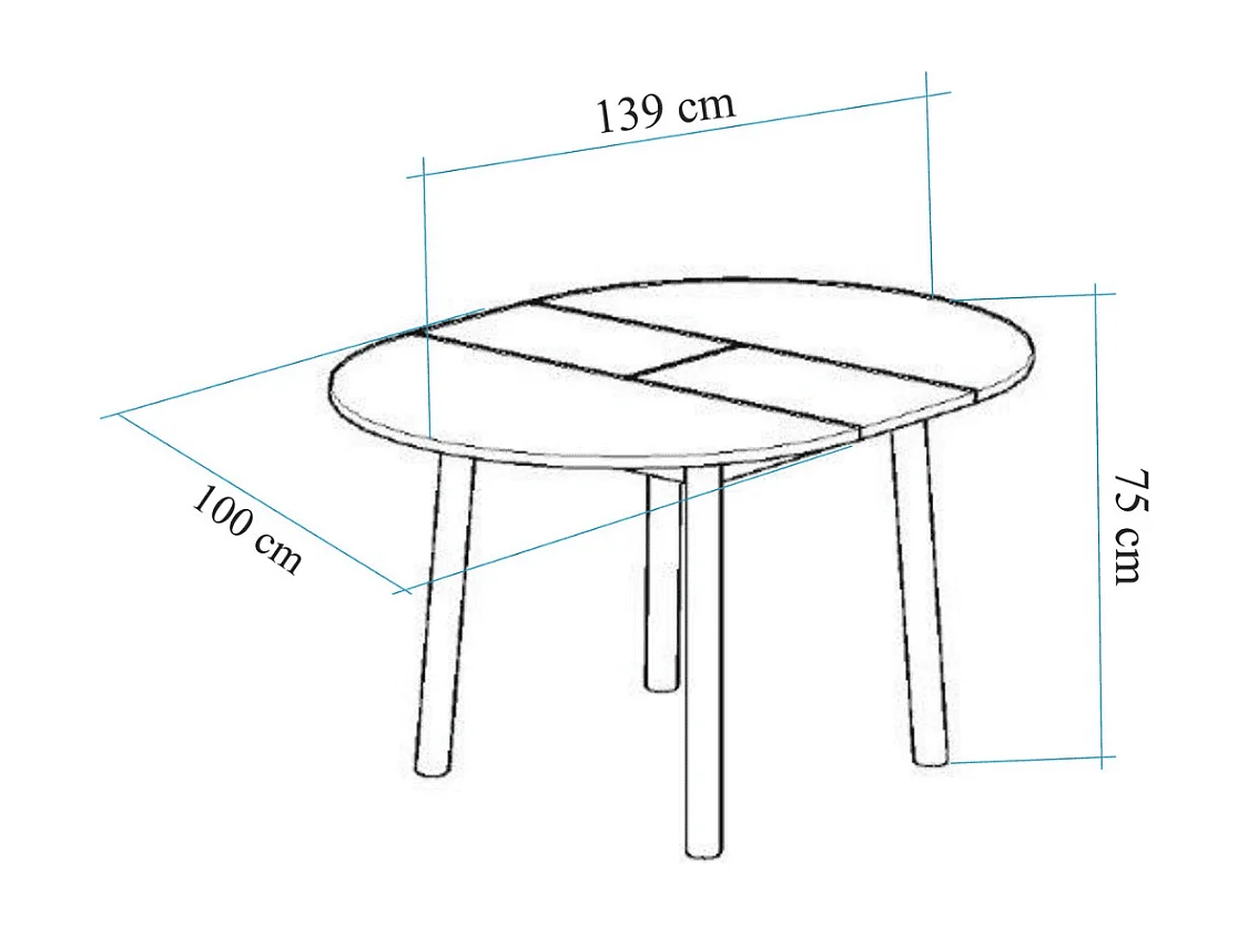 Table extensible de 100 à 131 cm avec pieds en bois massif - VINA