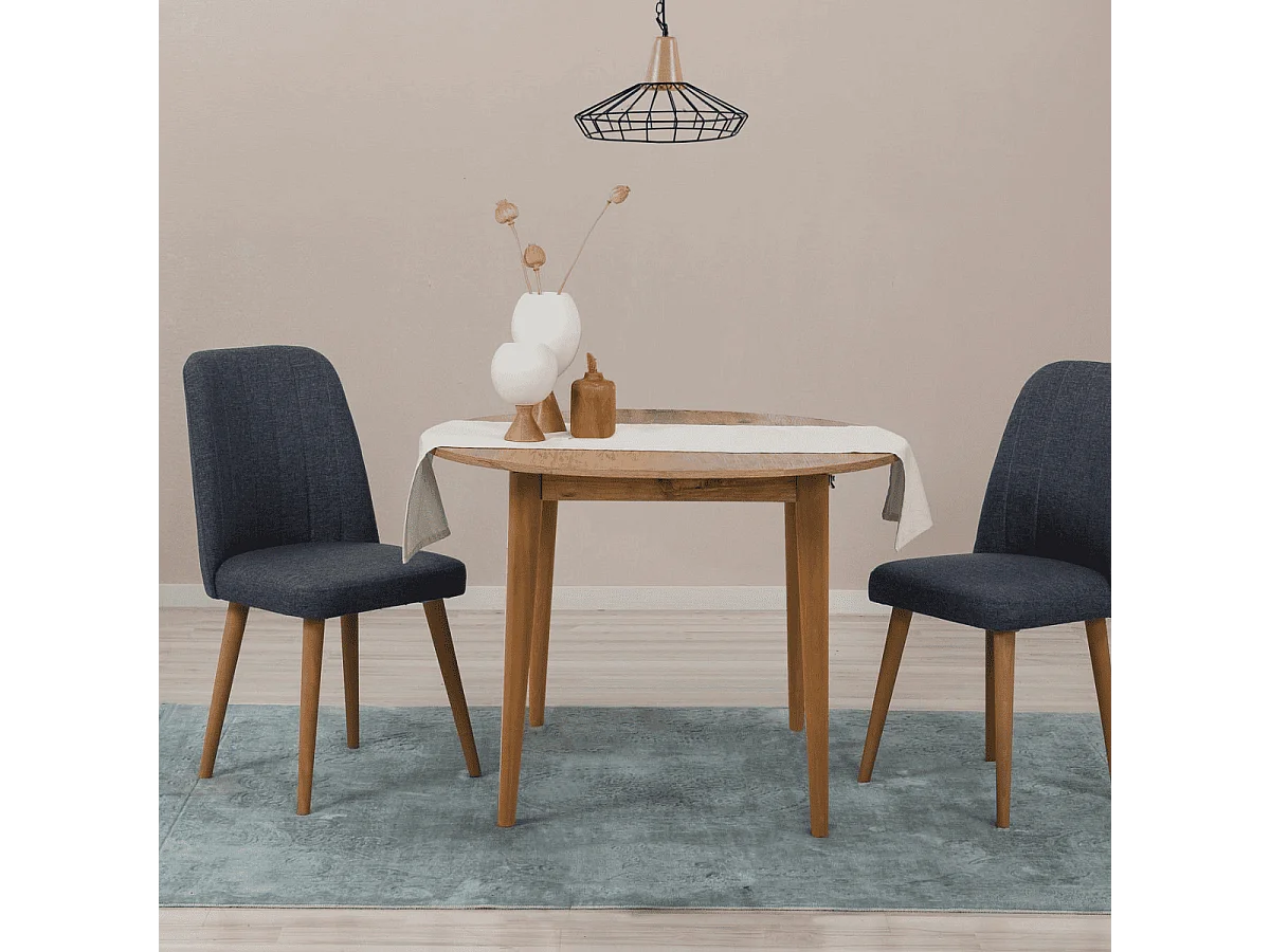 Table extensible de 100 à 131 cm avec pieds en bois massif - VINA