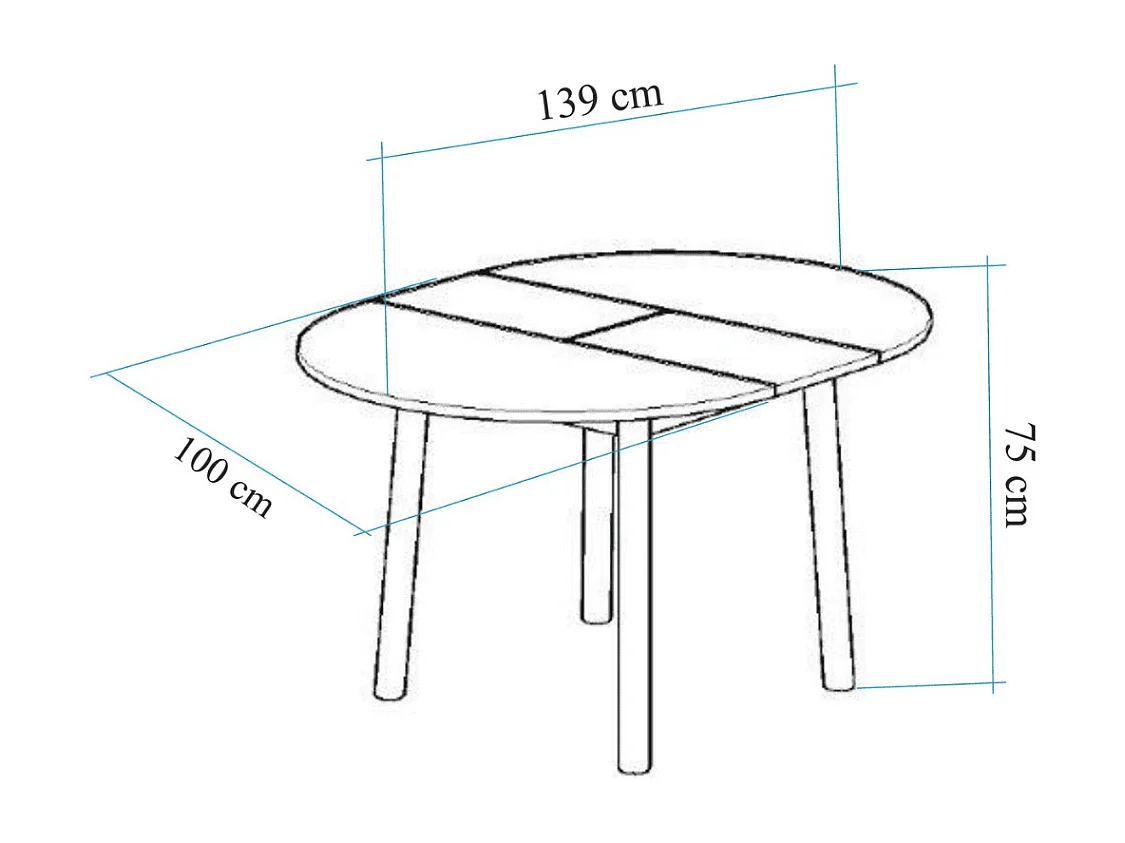Table extensible de 100 à 131 cm avec pieds en bois massif - VINA