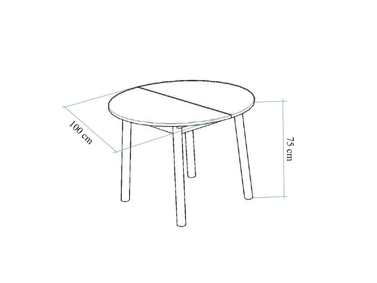 Table extensible de 100 à 131 cm avec pieds en bois massif - VINA