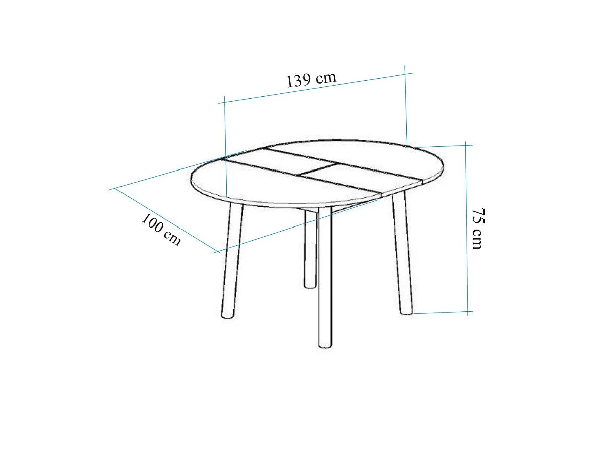 Table extensible de 100 à 131 cm avec pieds en bois massif - VINA