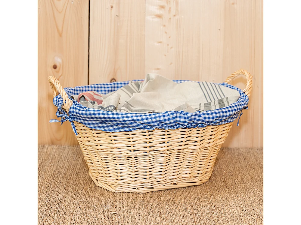 Corbeille à linge en osier clair