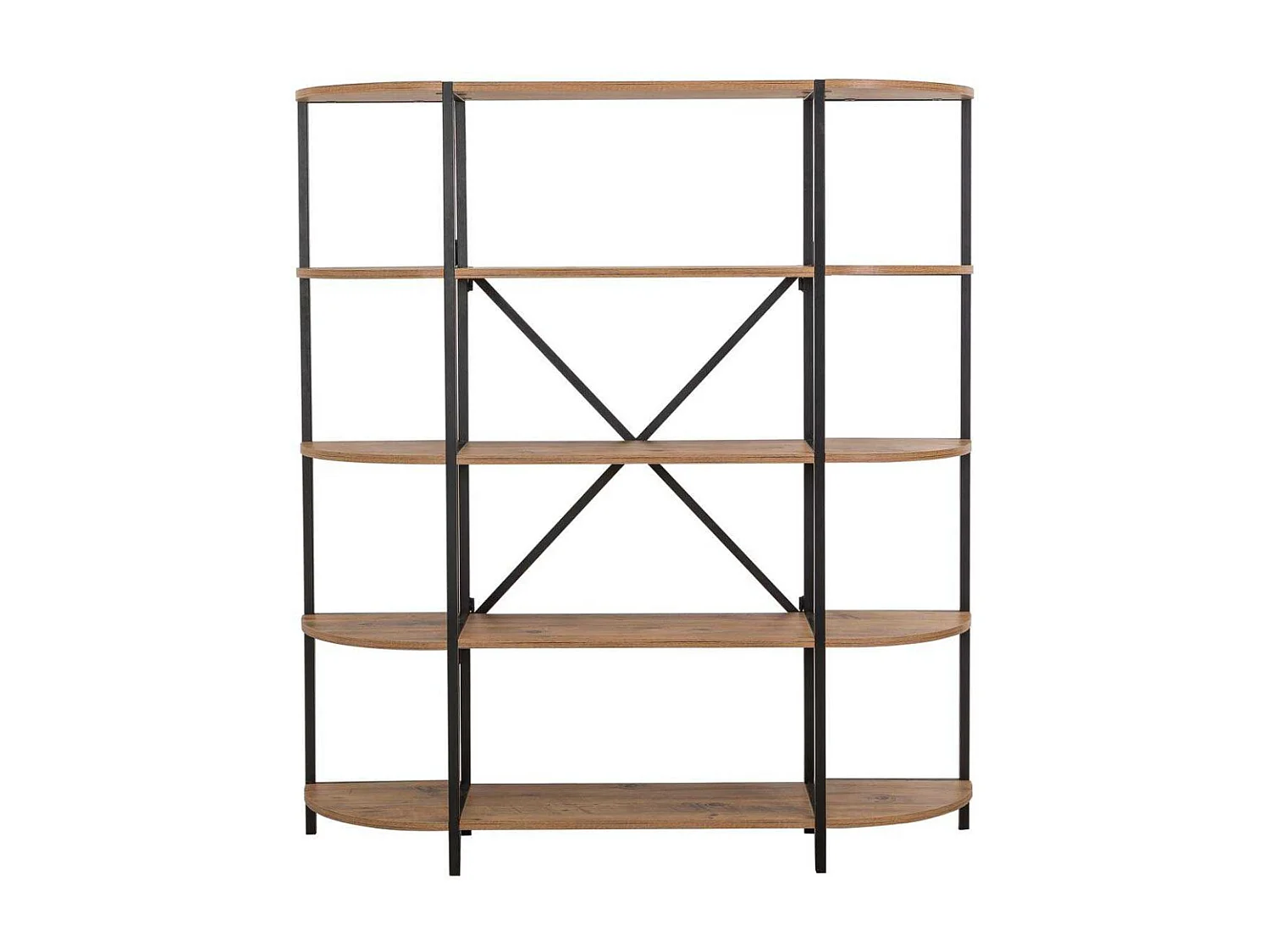 Estante de livros – 139 x 155 x 34 cm – Pinho Atlântico e Preto – Painel de partículas revestido a melamina