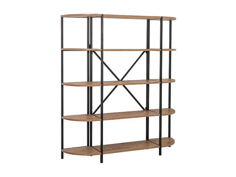 Estante de livros – 139 x 155 x 34 cm – Pinho Atlântico e Preto – Painel de partículas revestido a melamina