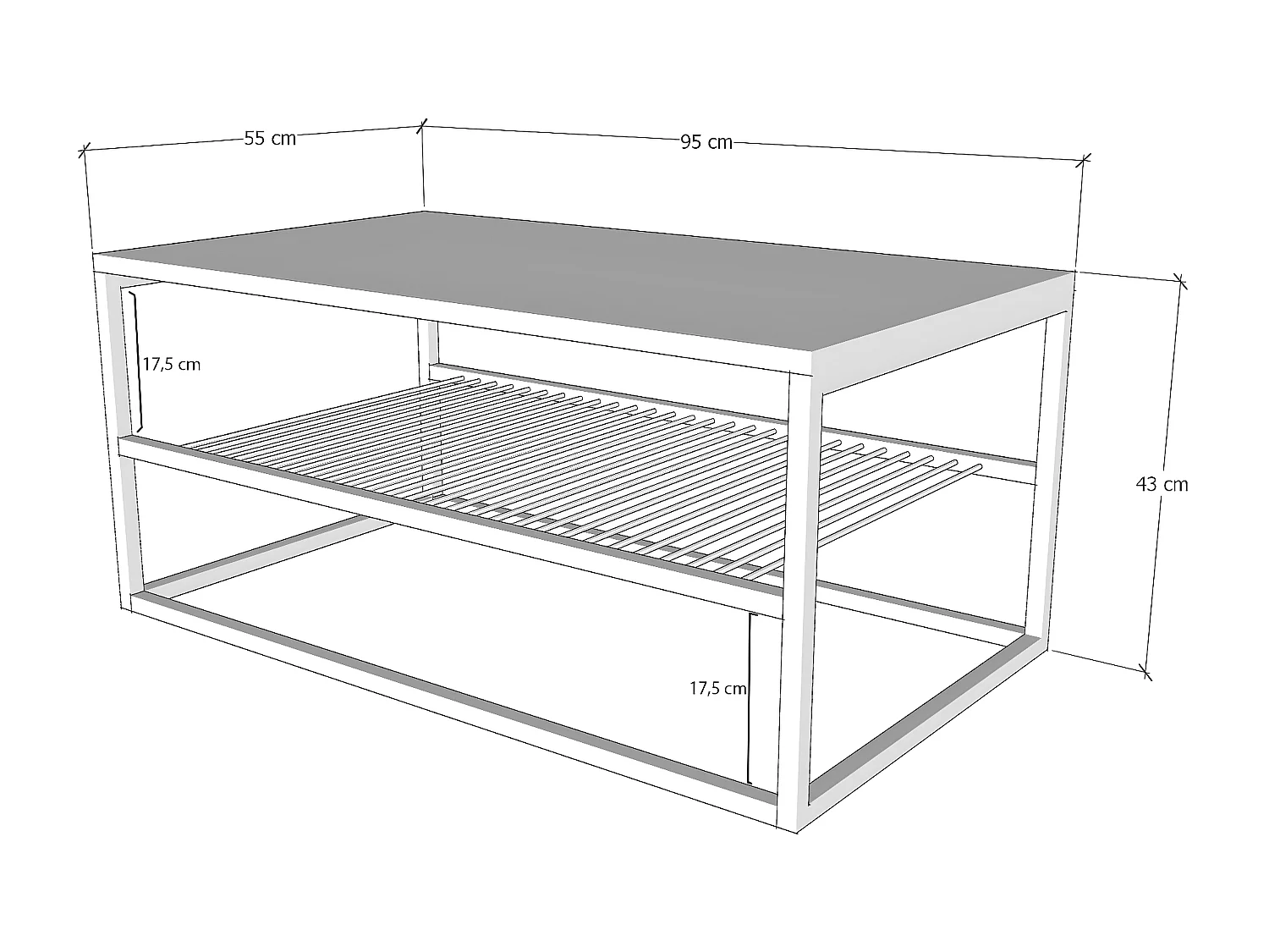 Table basse Cunha L95xP55cm Métal Noir et Bois Effet marbre Blanc