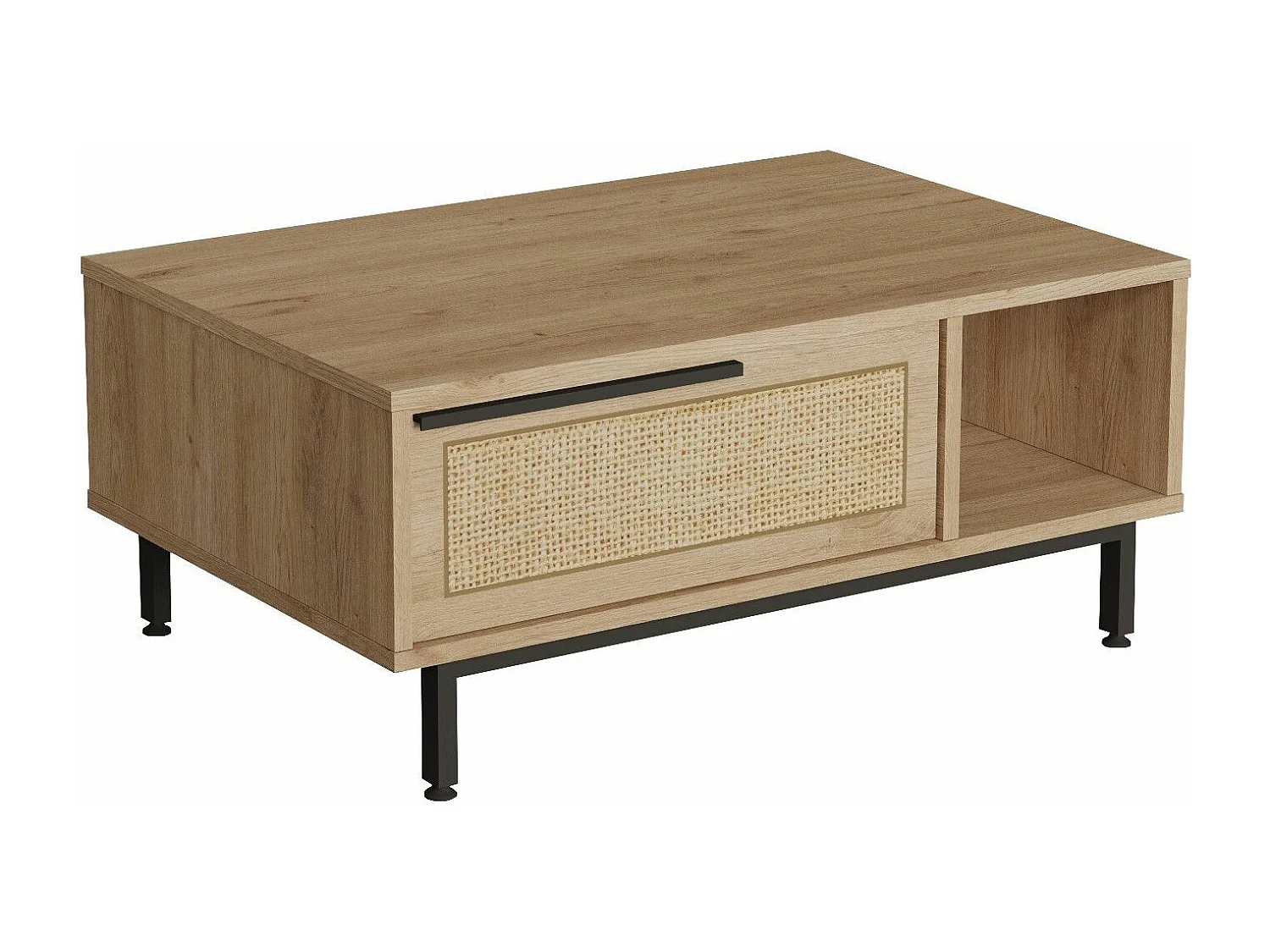 Mesa de café Kailua AE101, Roble, 38x60x90cm, Aglomerado laminado, Angular