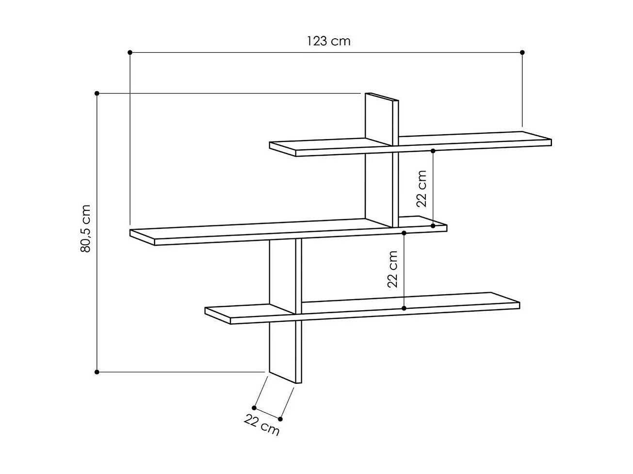 Estante de pared suspendido L123 cm - LEO