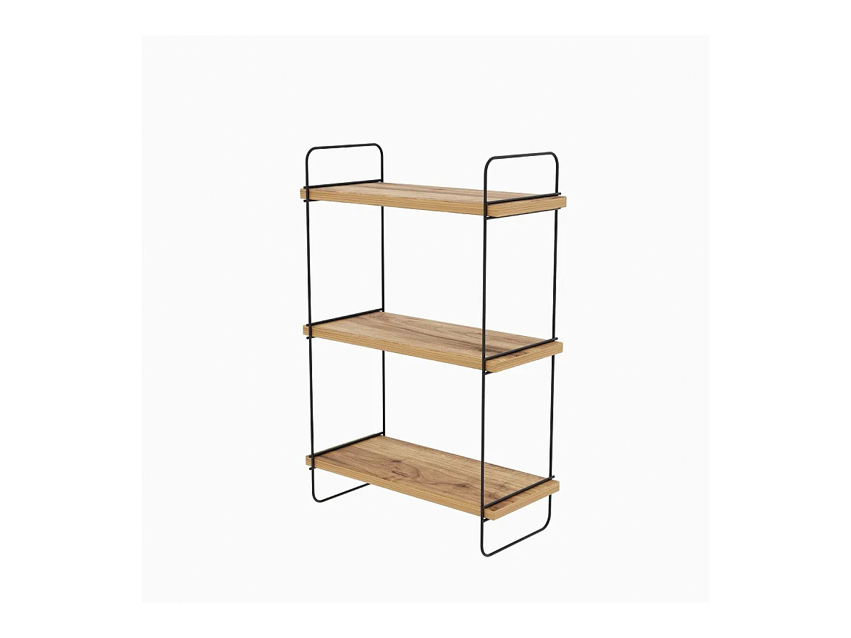 Etagère murale suspendue décor bois pin et noir H66 cm - PULALIS