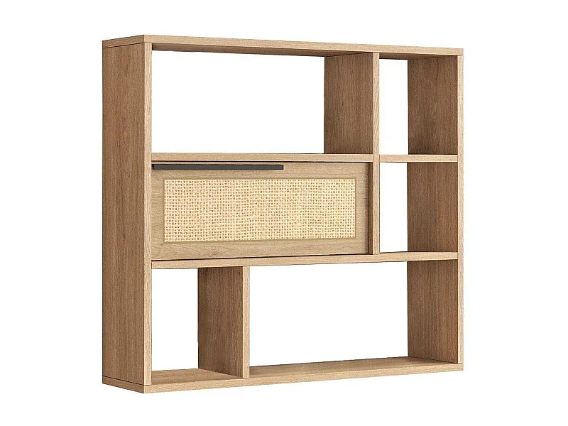 Prateleira de parede elegante, 90,1 cm x 81 cm x 22 cm | Painel de partículas 100% revestido com melamina, revestimento UV | Acabamento em n