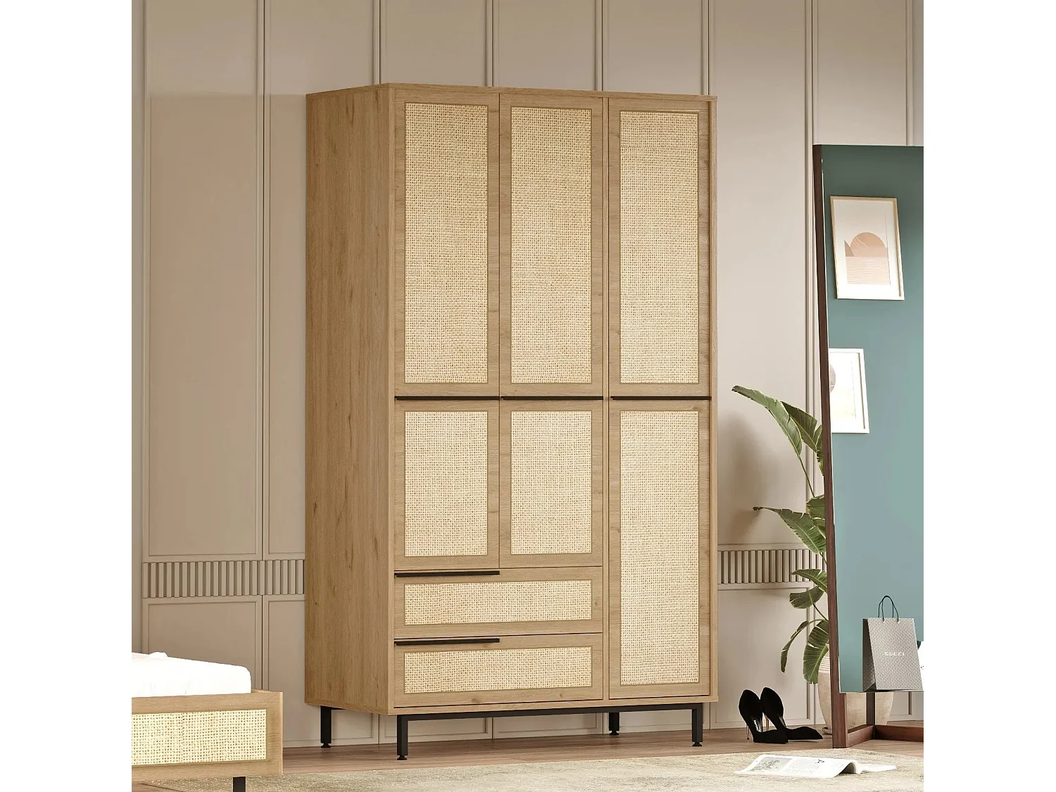 Armoire en aggloméré et effet cannage Only