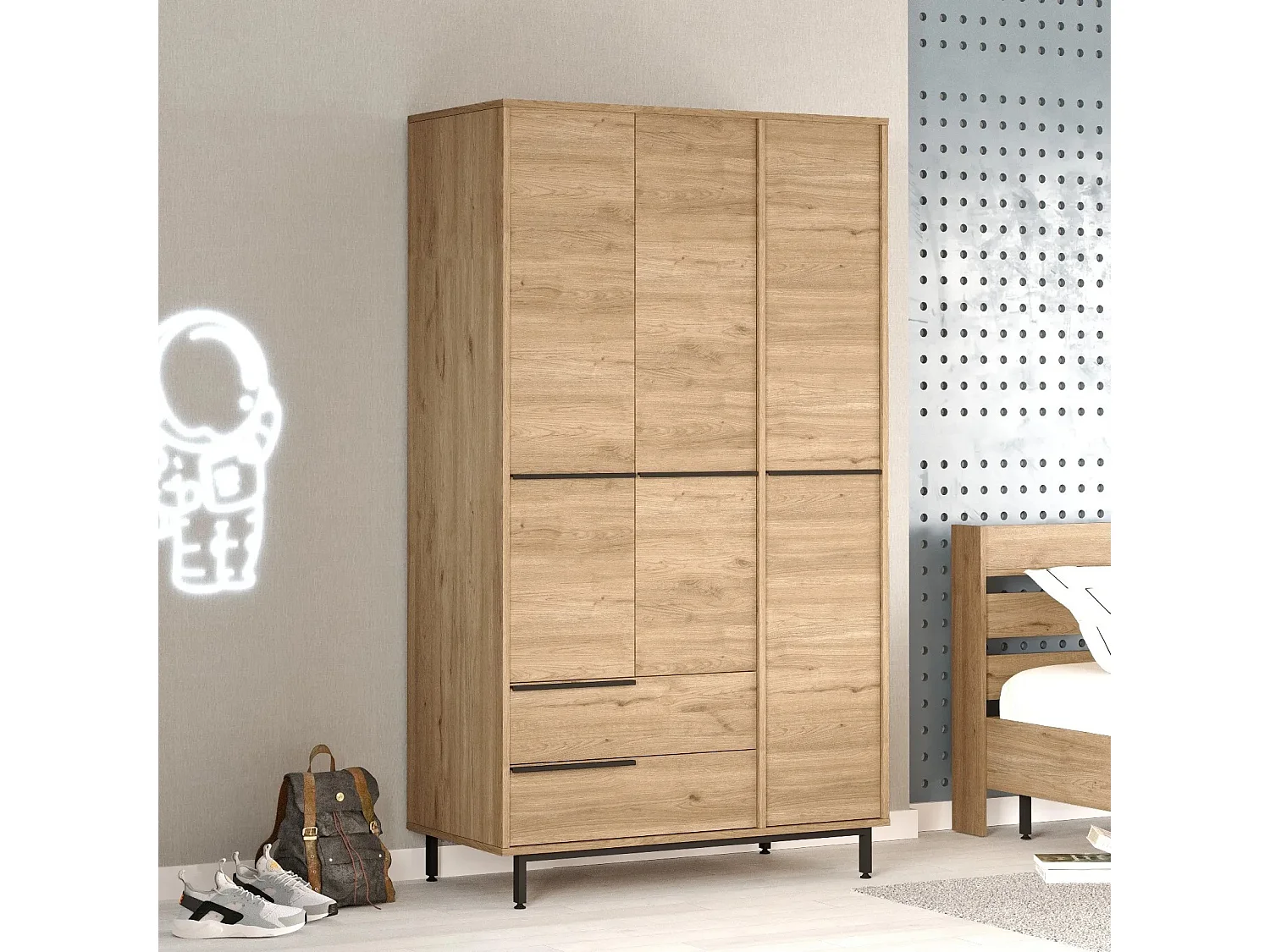 Armario On15-S color nogal 112.2x195.6x55 cm