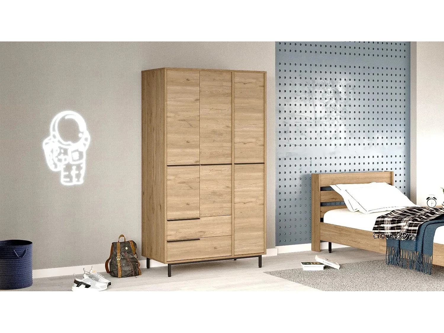 Armario On15-S color nogal 112.2x195.6x55 cm