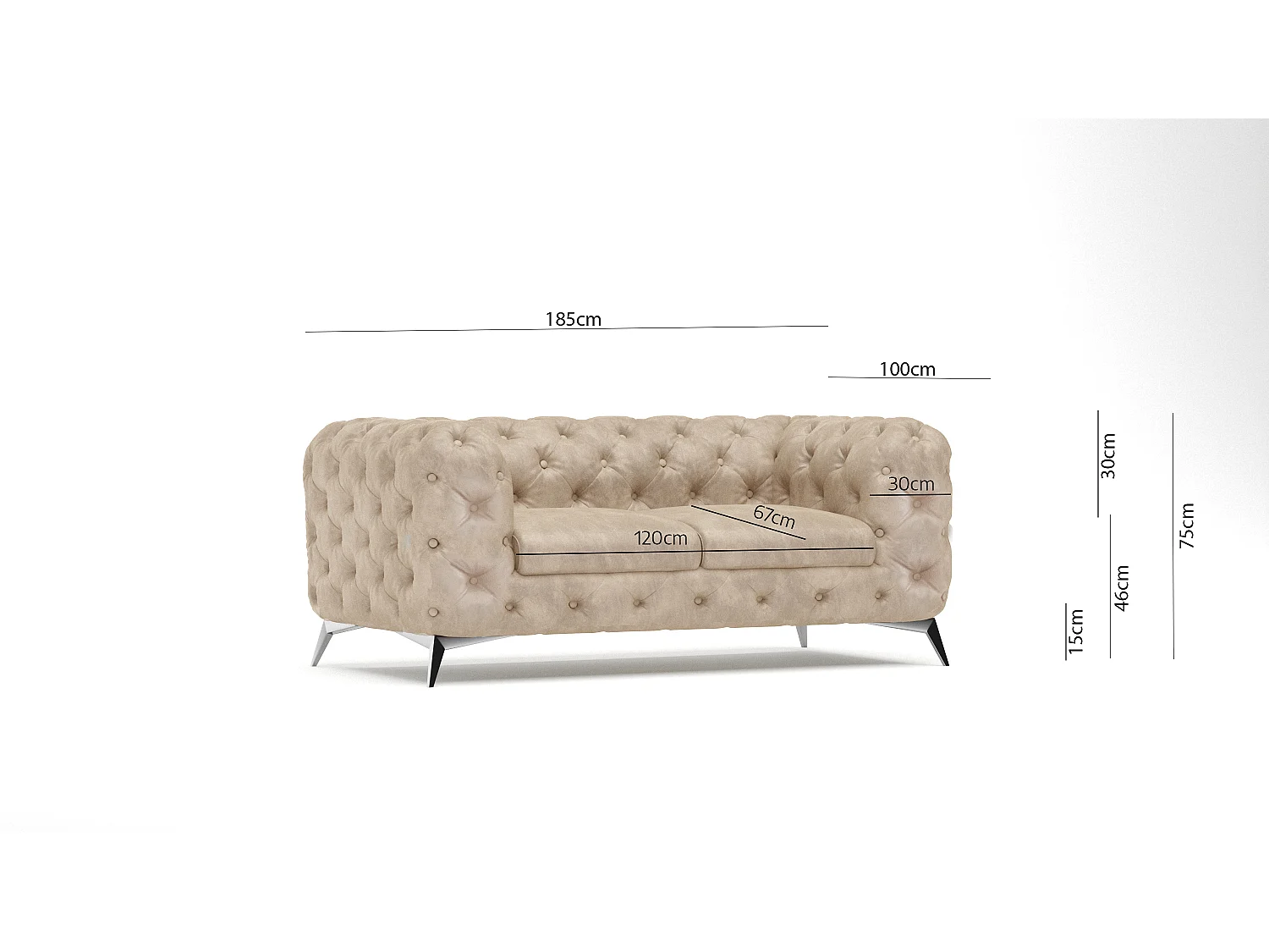 Camilla 2-Sitzer Chesterfield Sofa
